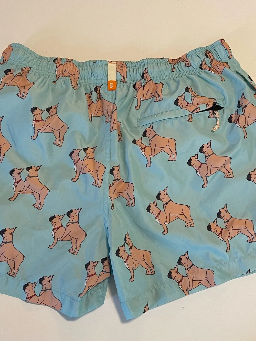 Ambsn Mens Swim Shorts Trunk Lined Medium French Bulldog Print Pockets Funny